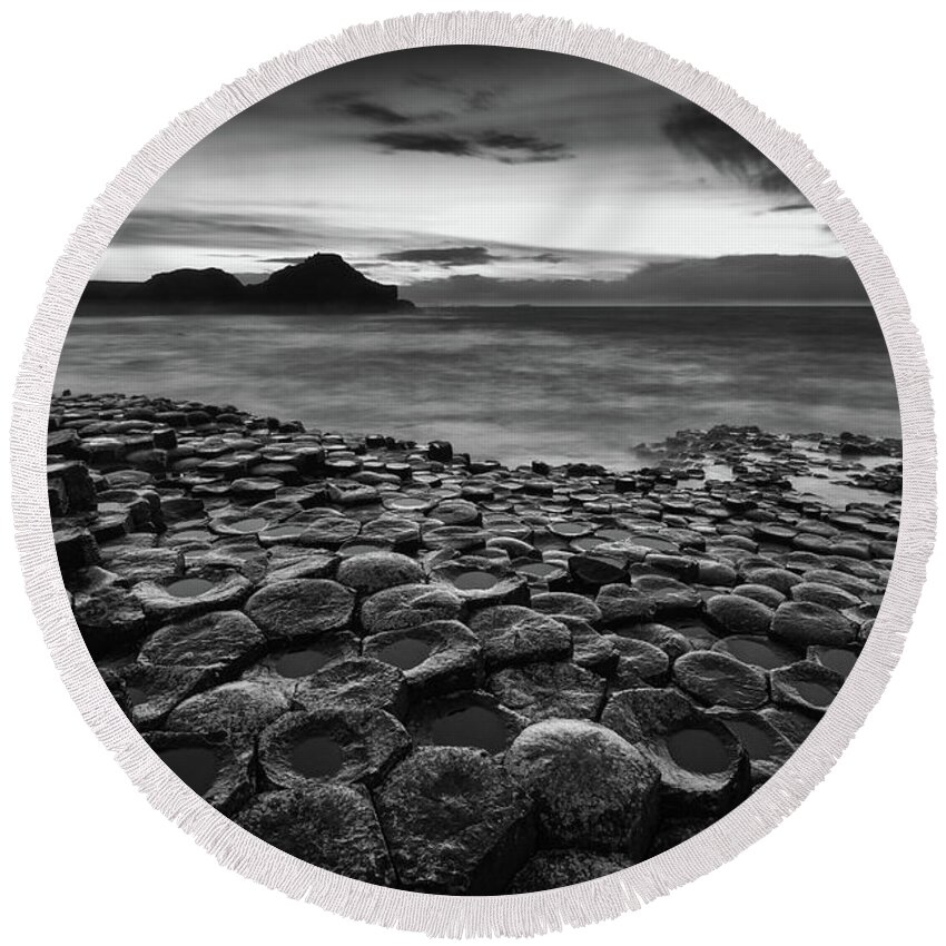 Giants Round Beach Towel featuring the photograph Giants Causeway 4 #1 by Nigel R Bell