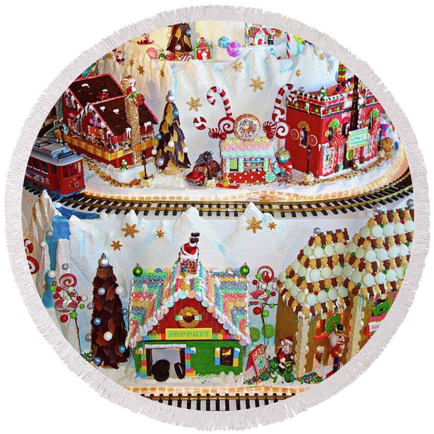 Gingerbread Round Beach Towel featuring the photograph Gingerbread House Study 8 by Robert Meyers-Lussier
