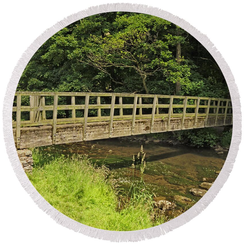 Britain Round Beach Towel featuring the photograph Gipsy Bank Bridge - Wolfscote Dale by Rod Johnson
