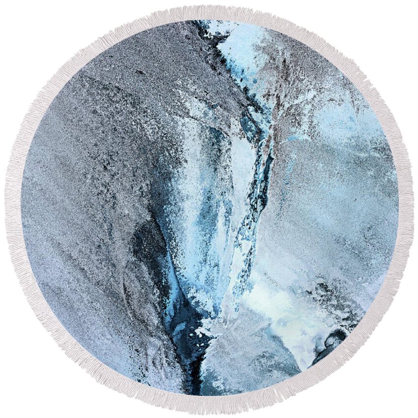 Glacier Round Beach Towel featuring the photograph Glacial Abstract by Kristin Elmquist