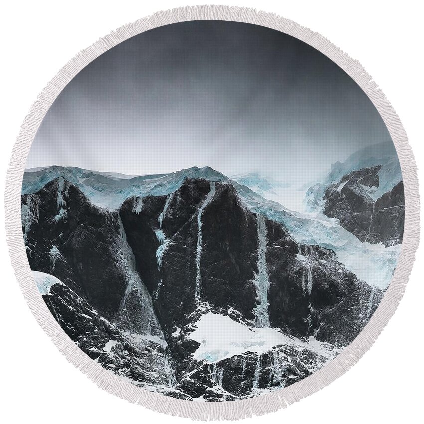 Landscape Round Beach Towel featuring the photograph Glacier Caps 2 by Ryan Weddle