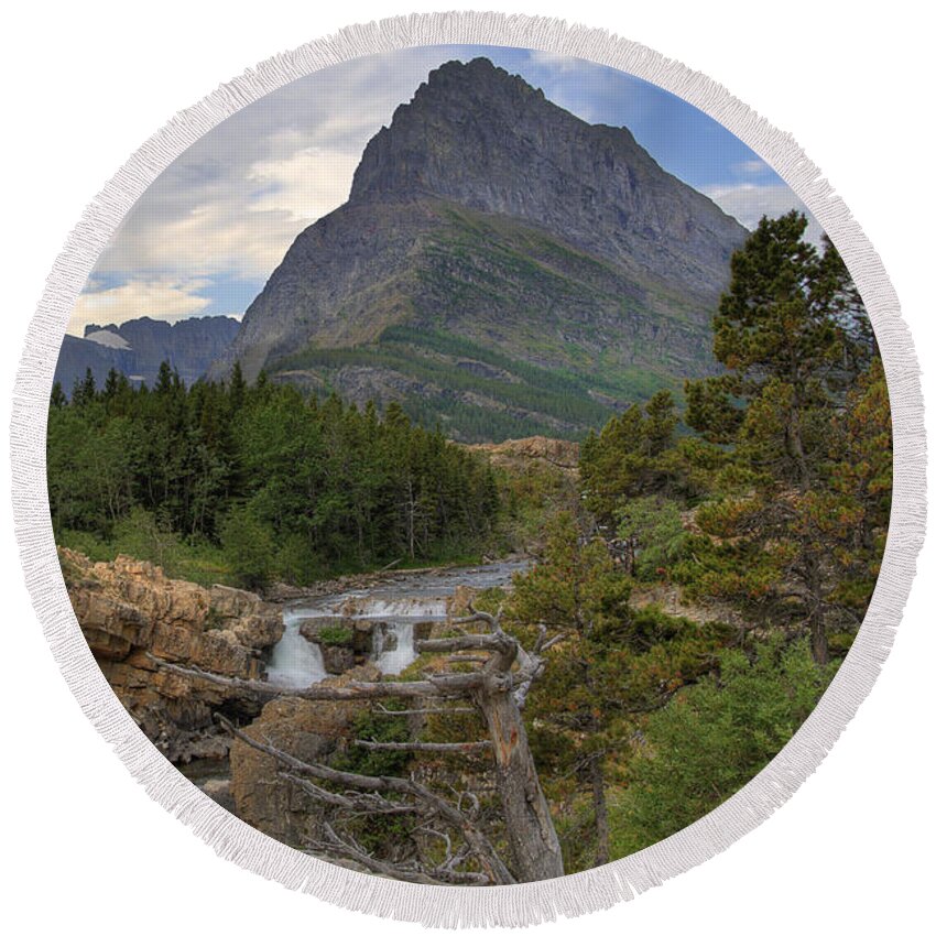 Montana Round Beach Towel featuring the photograph Glacier National Park Landscape by Alan Toepfer