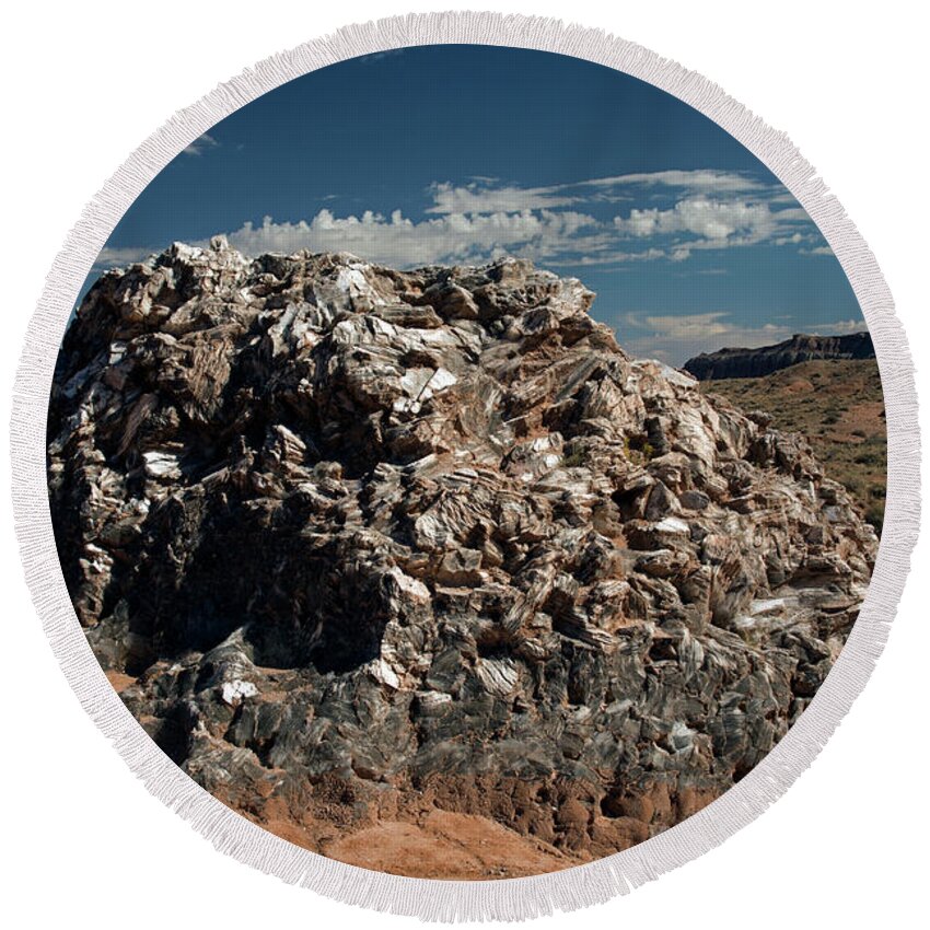 Glass Mountain Round Beach Towel featuring the photograph Glass Mountain Capital Reef National Park by Cindy Murphy - NightVisions