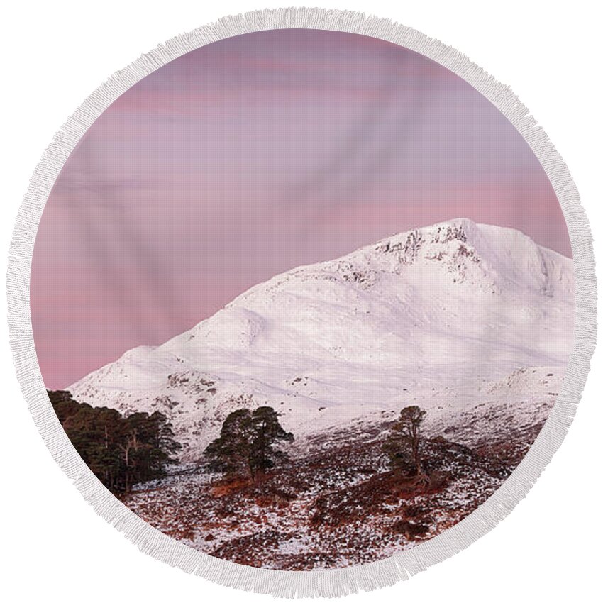 Glen Affric Round Beach Towel featuring the photograph Glen Affric Sunrise by Grant Glendinning