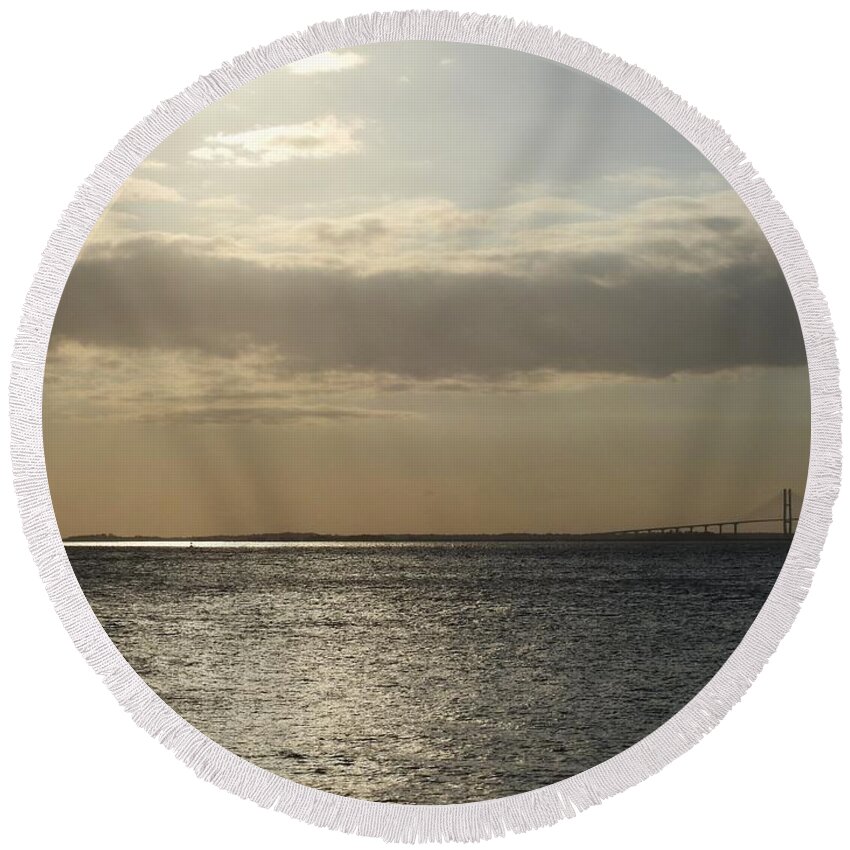 Sunset Round Beach Towel featuring the photograph Glorious by Jan Gelders
