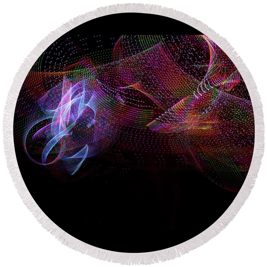 Abstract Round Beach Towel featuring the photograph Glow 9 by Helaine Cummins