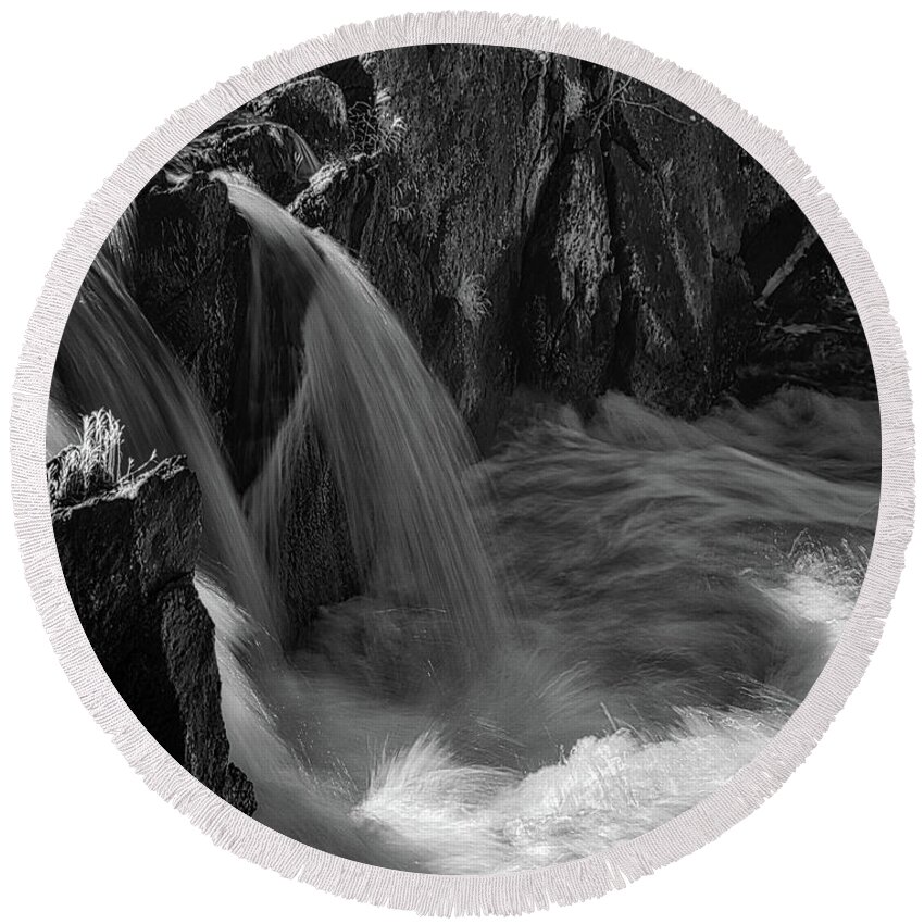 Great Falls Round Beach Towel featuring the photograph Go with the flow by Izet Kapetanovic