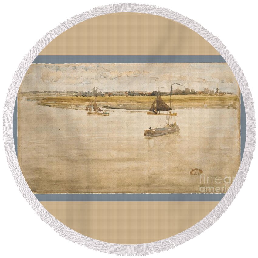 Gold And Brown Round Beach Towel featuring the painting Gold and Brown by MotionAge Designs