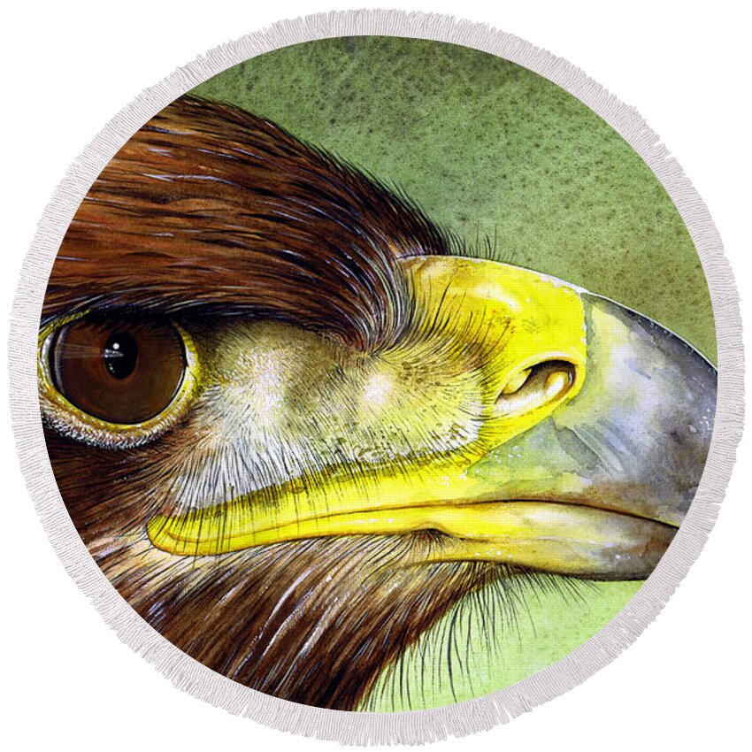 Wildlife Round Beach Towel featuring the painting Golden Eagle by Paul Dene Marlor