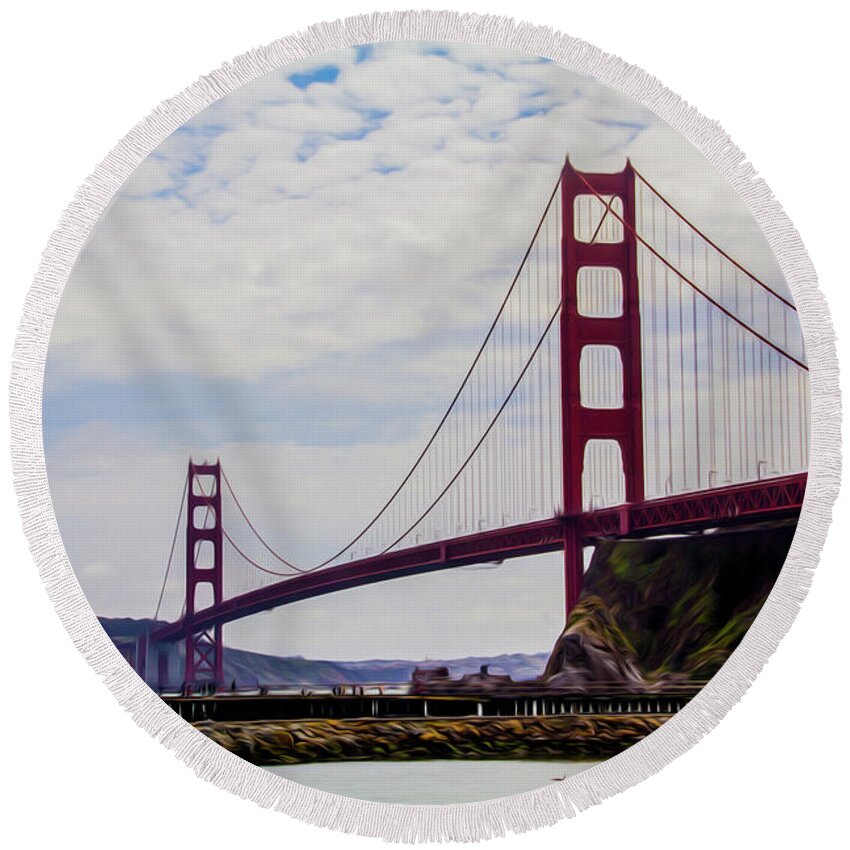 San Francisco Round Beach Towel featuring the photograph Golden Gate Bridge by Stuart Manning