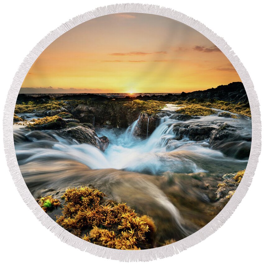 Landscape Round Beach Towel featuring the photograph Golden Hour by Christopher Johnson