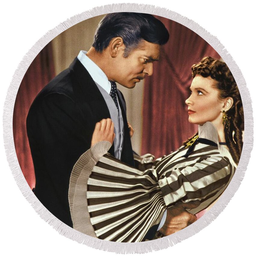 Gone With The Wind Round Beach Towel featuring the photograph Gone With The Wind - 1939 - Completely Retouched in Color by Doc Braham