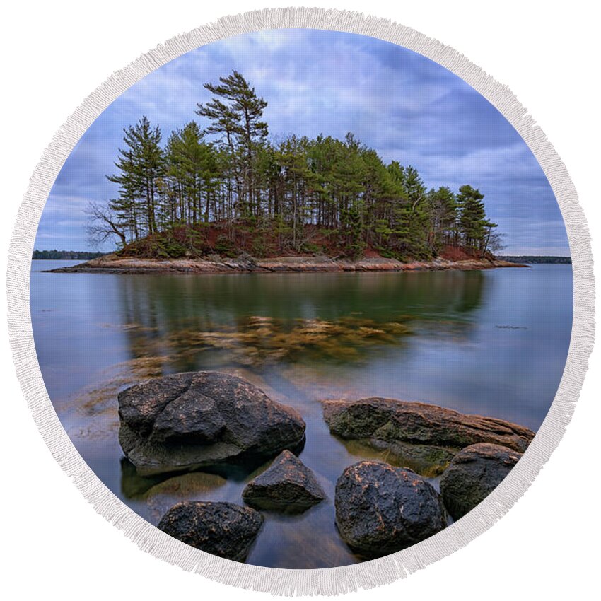 Wolfe's Neck Woods State Park Round Beach Towel featuring the photograph Googins Island by Rick Berk