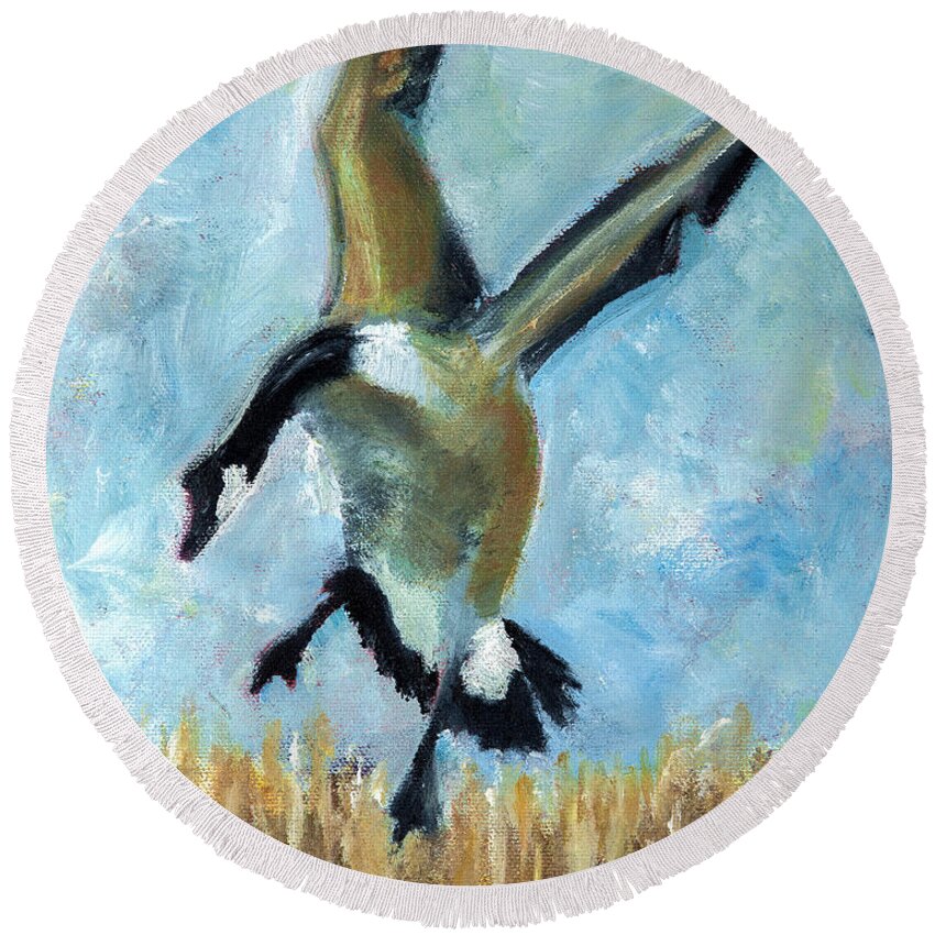 Goose Round Beach Towel featuring the painting Goose by Jason Reinhardt