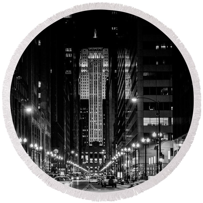 Chicago Board Of Trade Round Beach Towel featuring the photograph Gotham by John Roach