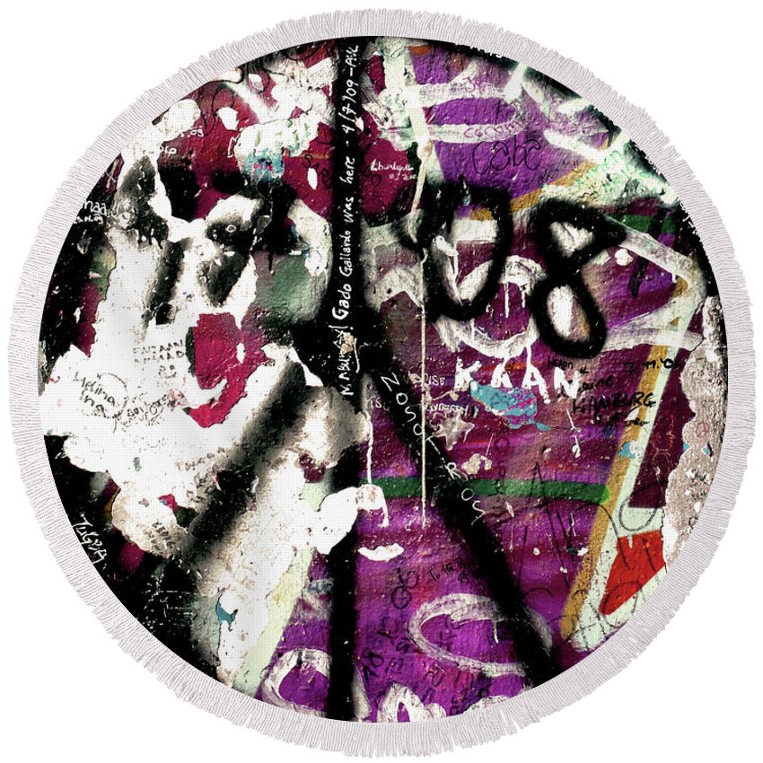 Berlin Round Beach Towel featuring the photograph Graffiti on the Berlin Wall by Adriana Zoon