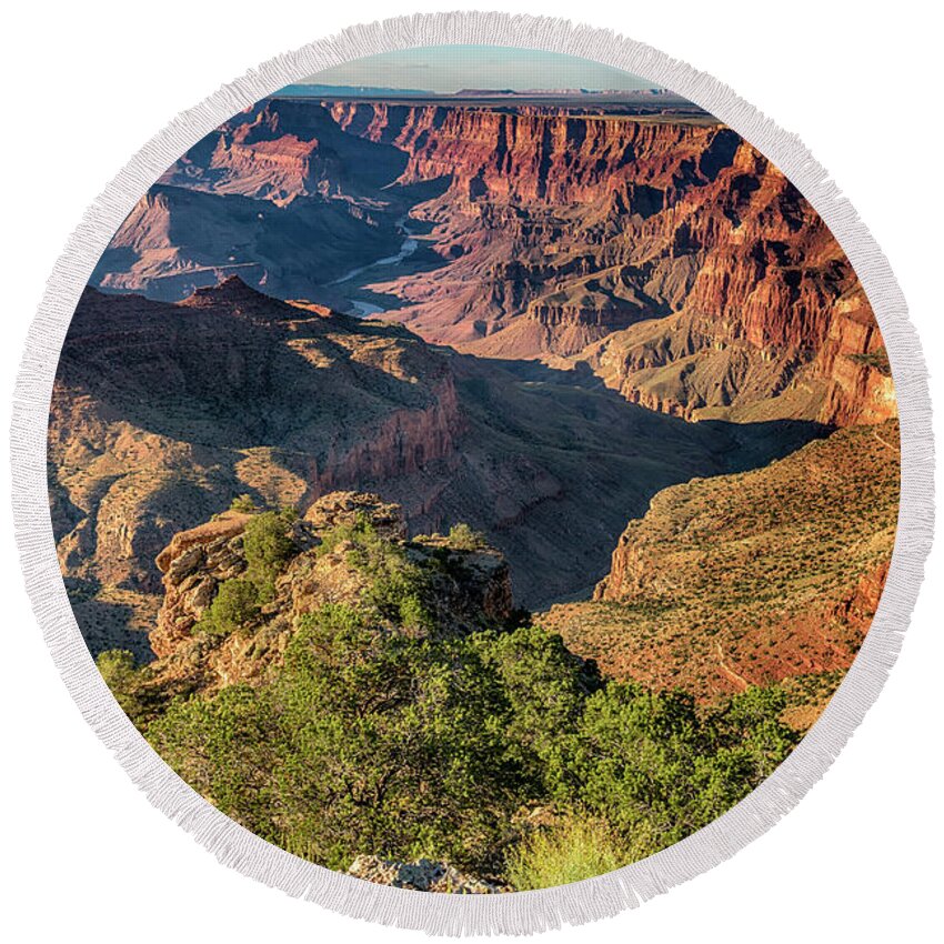 Arizona Round Beach Towel featuring the photograph Grand Canyon and Colorado River 7R2_DSC2022_08152017 by Greg Kluempers