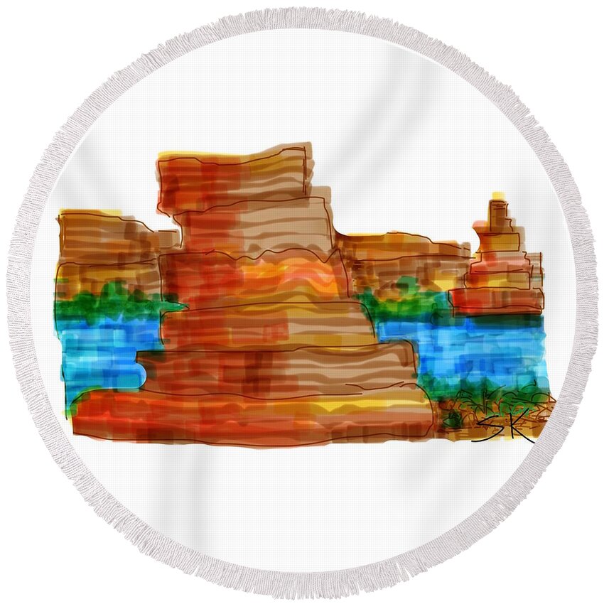 Canyon Round Beach Towel featuring the digital art Grand Canyon Sweet by Sherry Killam