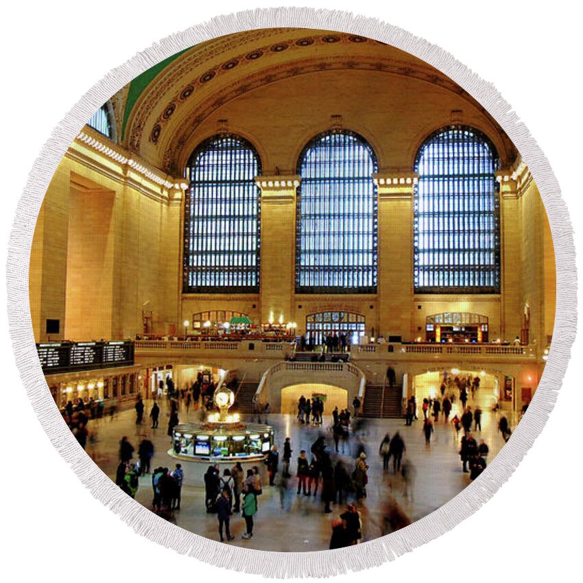  Round Beach Towel featuring the digital art Grand Central Station by Darcy Dietrich