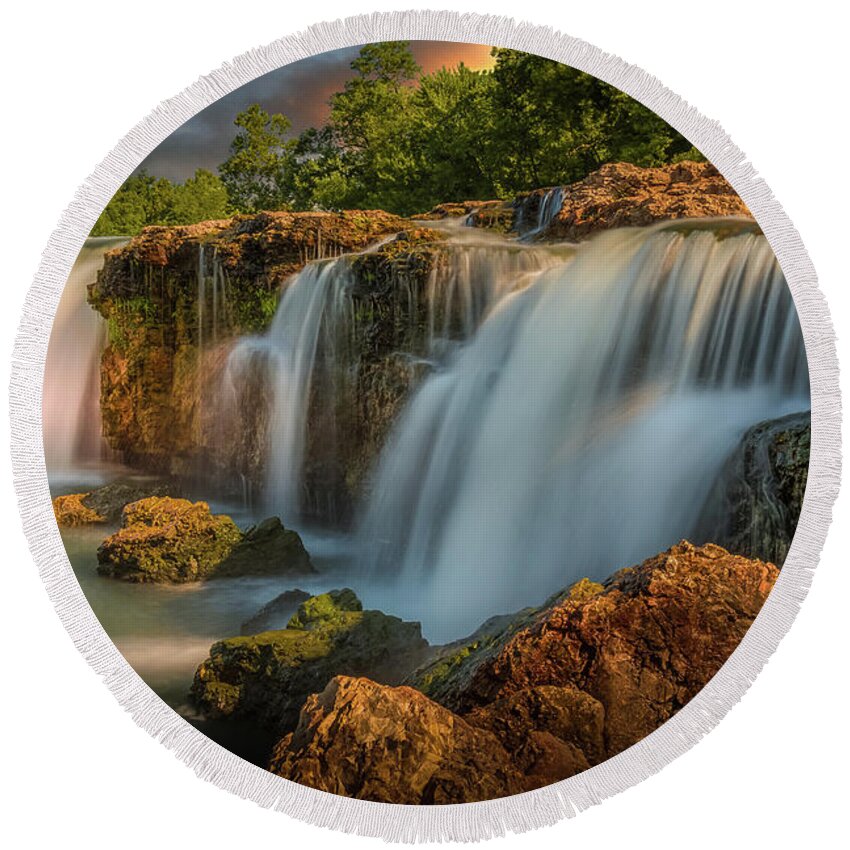 Falls Round Beach Towel featuring the photograph Grand Falls by Allin Sorenson