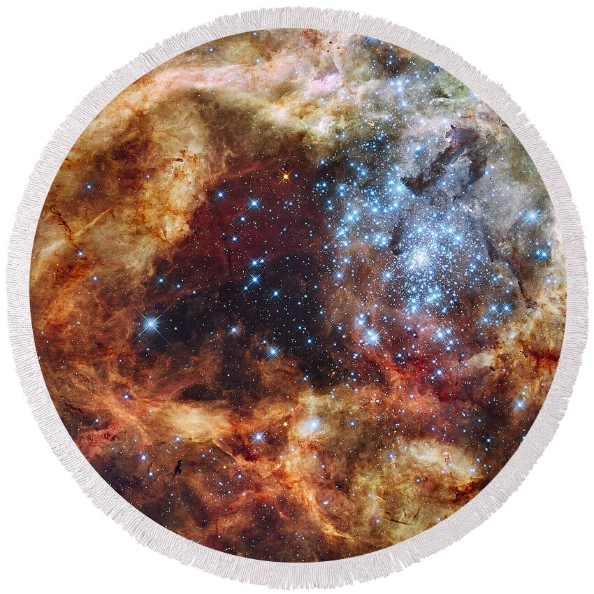 Space Round Beach Towel featuring the photograph Grand Star Forming - A Stellar Nursery by Mark Kiver