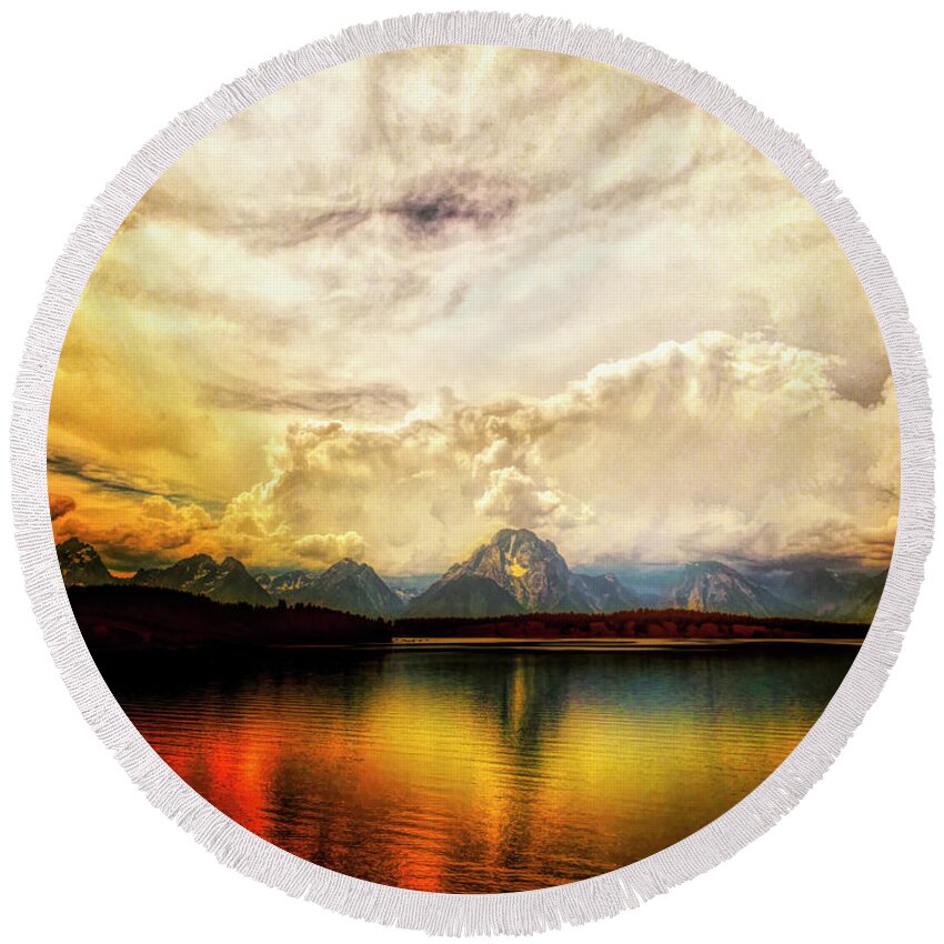Fine Art Photography Round Beach Towel featuring the photograph Grand Tetons - Jenny Lake No. 2 by Chuck Caramella