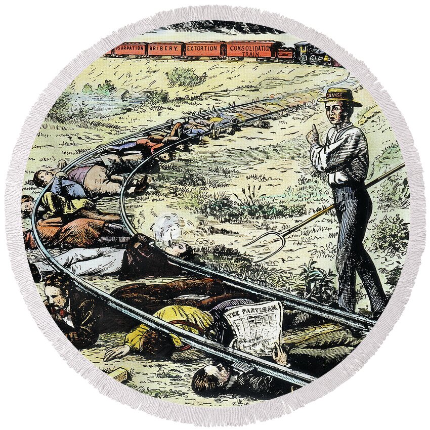 1873 Round Beach Towel featuring the drawing Granger Movement by Granger