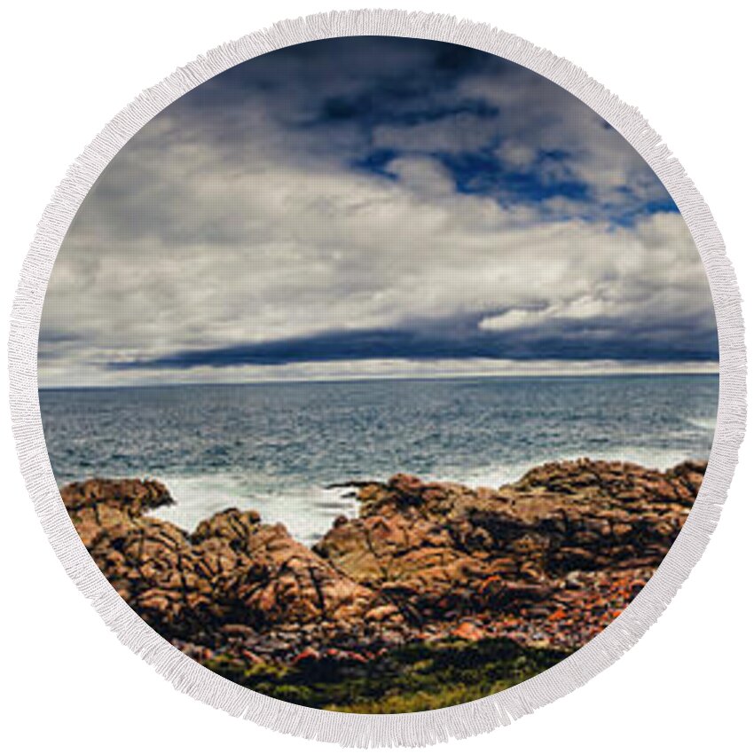 Coast Round Beach Towel featuring the photograph Granville Tasmania Panoramic by Jorgo Photography