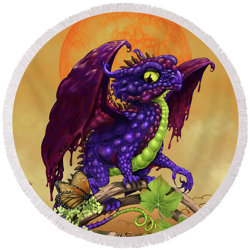 Grape Round Beach Towel featuring the digital art Grape Jelly Dragon by Stanley Morrison