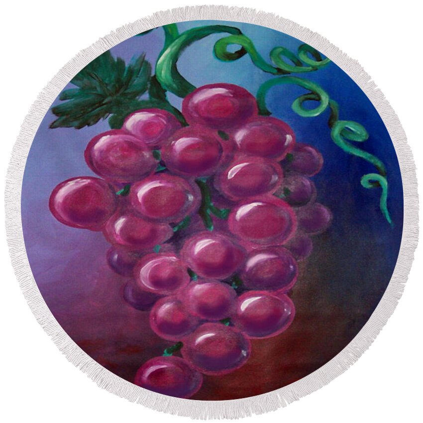 Grape Round Beach Towel featuring the painting Grapes by Kevin Middleton