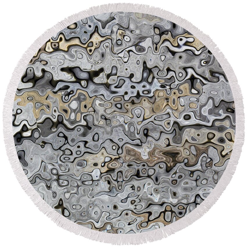 Digital Art Round Beach Towel featuring the digital art Gray Abstract Image by Delynn Addams