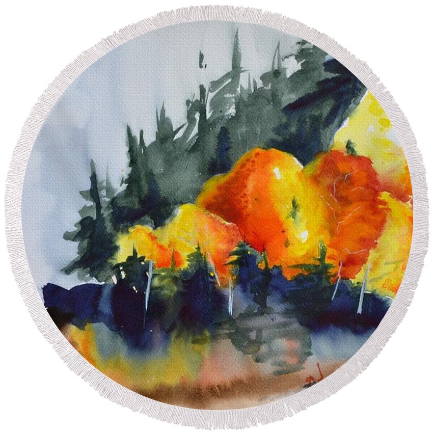 Great Balls Of Fire Round Beach Towel featuring the painting Great Balls Of Fire by Beverley Harper Tinsley