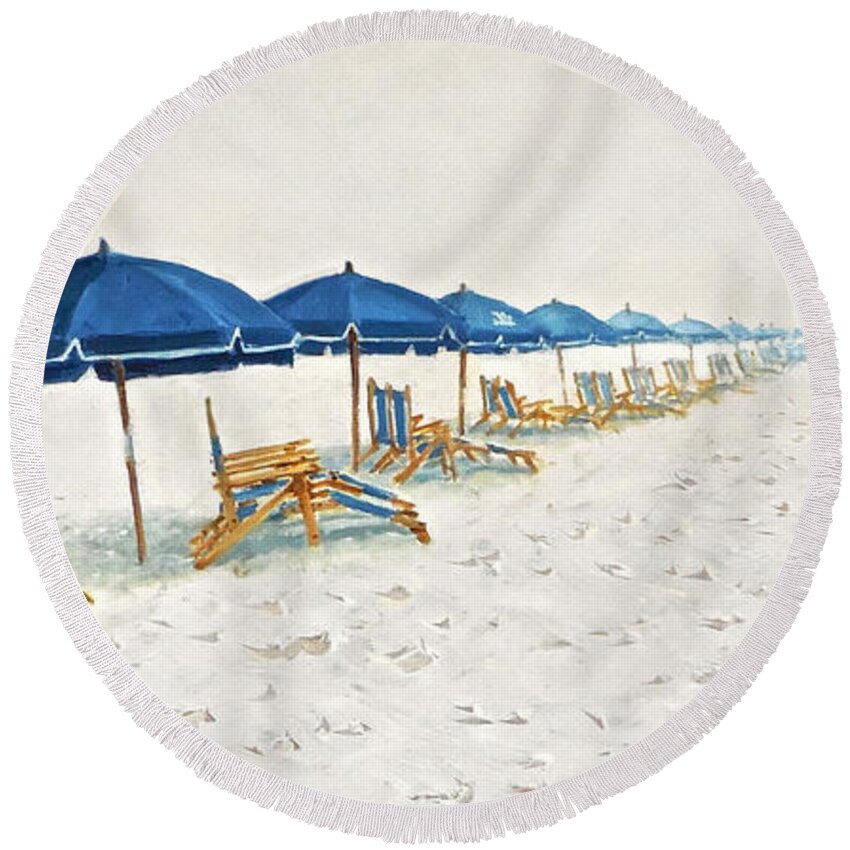 Beach Scene Round Beach Towel featuring the painting Great Expectations by Maryann Boysen