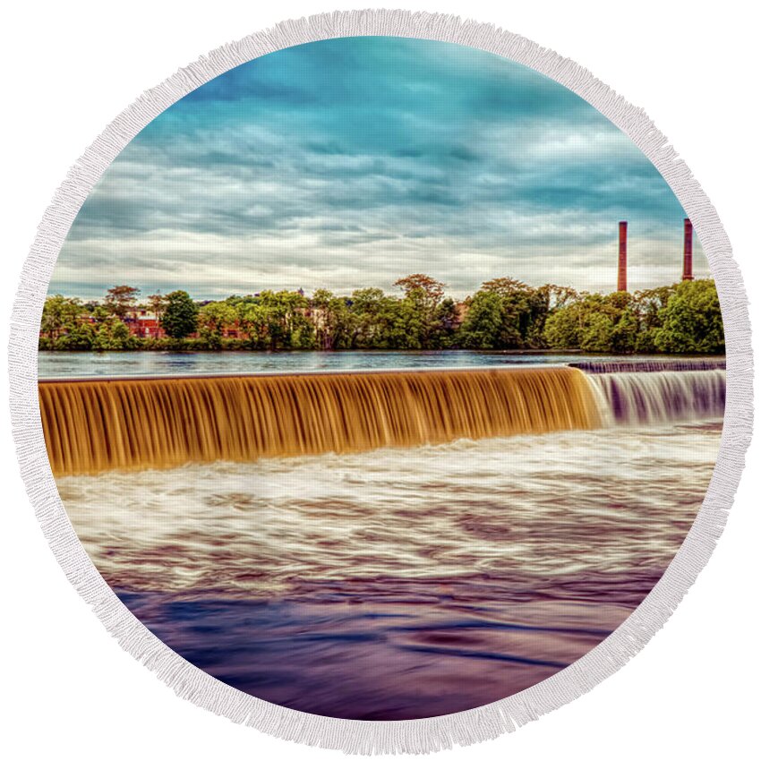 Great Stone Dam Round Beach Towel featuring the photograph Great Stone Dam by Lilia S