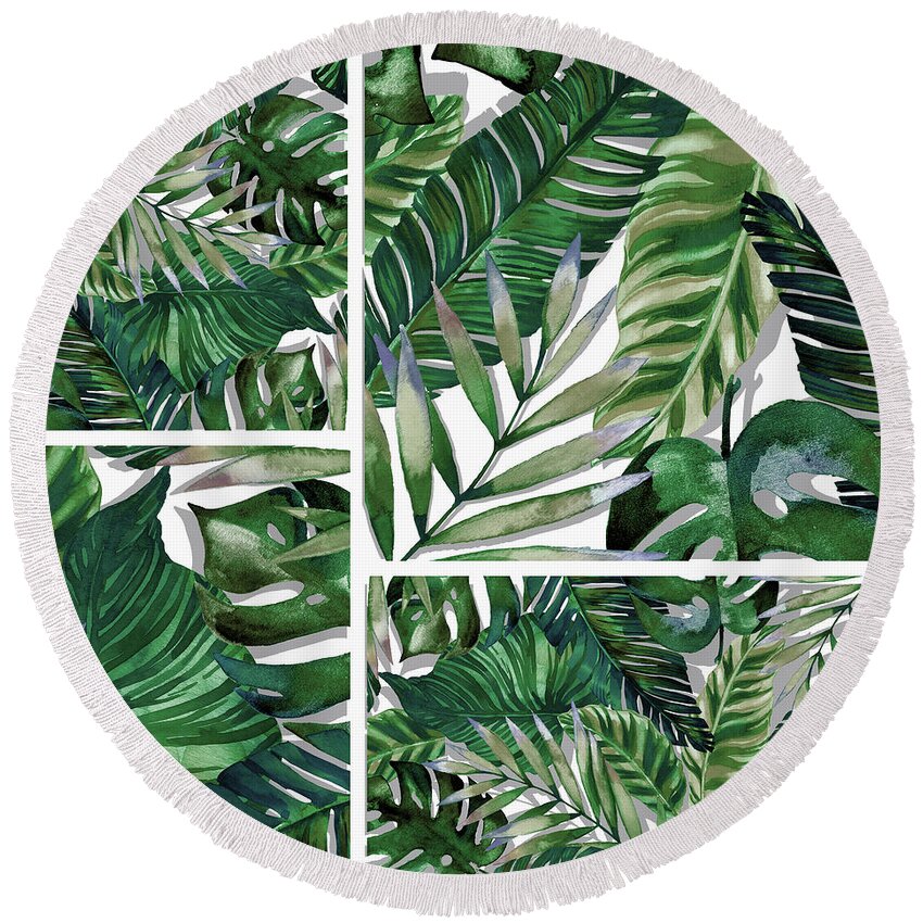 Summer Round Beach Towel featuring the painting Green Life by Mark Ashkenazi