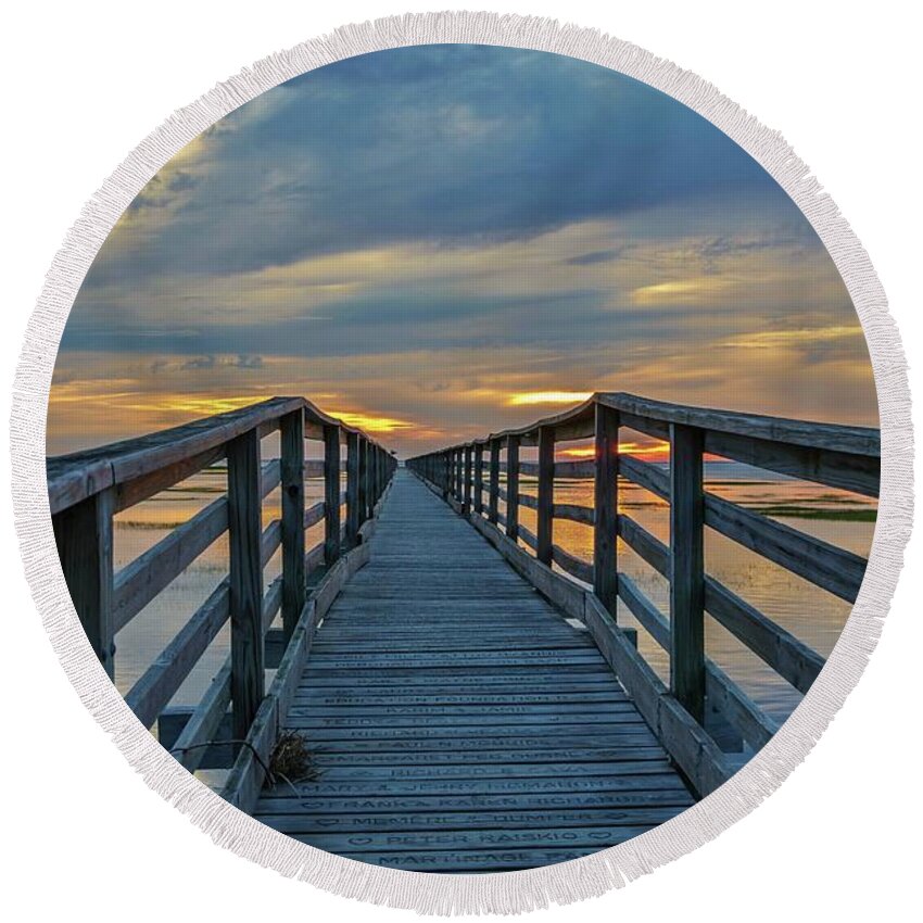 Grey's Beach Round Beach Towel featuring the photograph Grey's Beach Sunset No 3 by Marisa Geraghty Photography