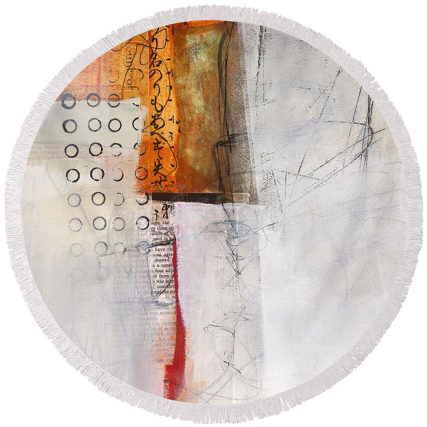 Jane Davies Round Beach Towel featuring the painting Grid 8 by Jane Davies