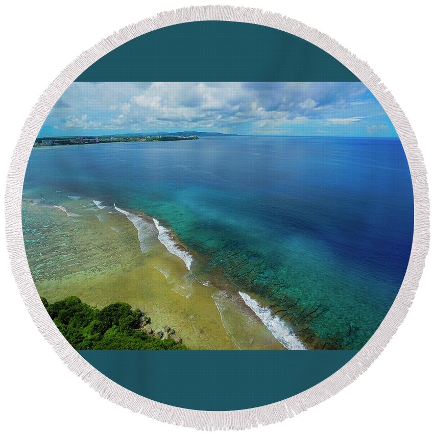 Usa Round Beach Towel featuring the photograph Guam Emerald Sea by Street Fashion News