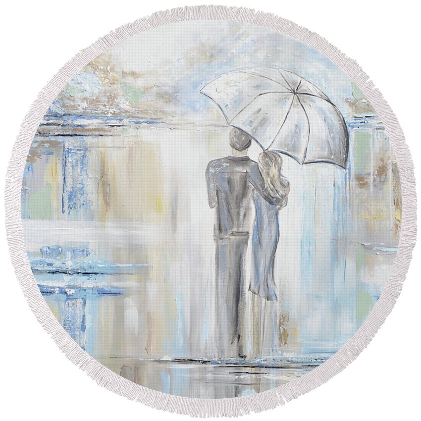 Guided By Love Giclee Print Round Beach Towel featuring the painting Guided By Love by Christine Bell