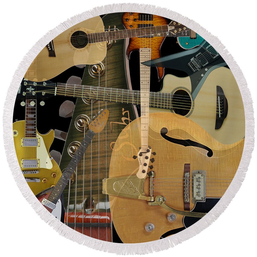 Guitar Round Beach Towel featuring the photograph Guitars by Andrew Fare