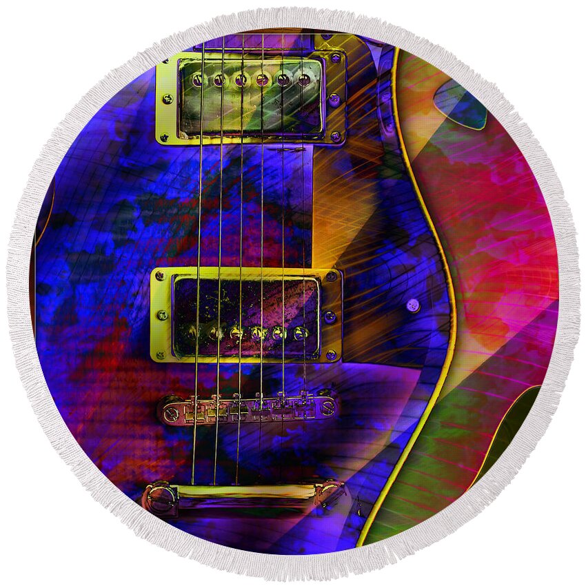 Guitars Round Beach Towel featuring the digital art Guitars by Barbara Berney