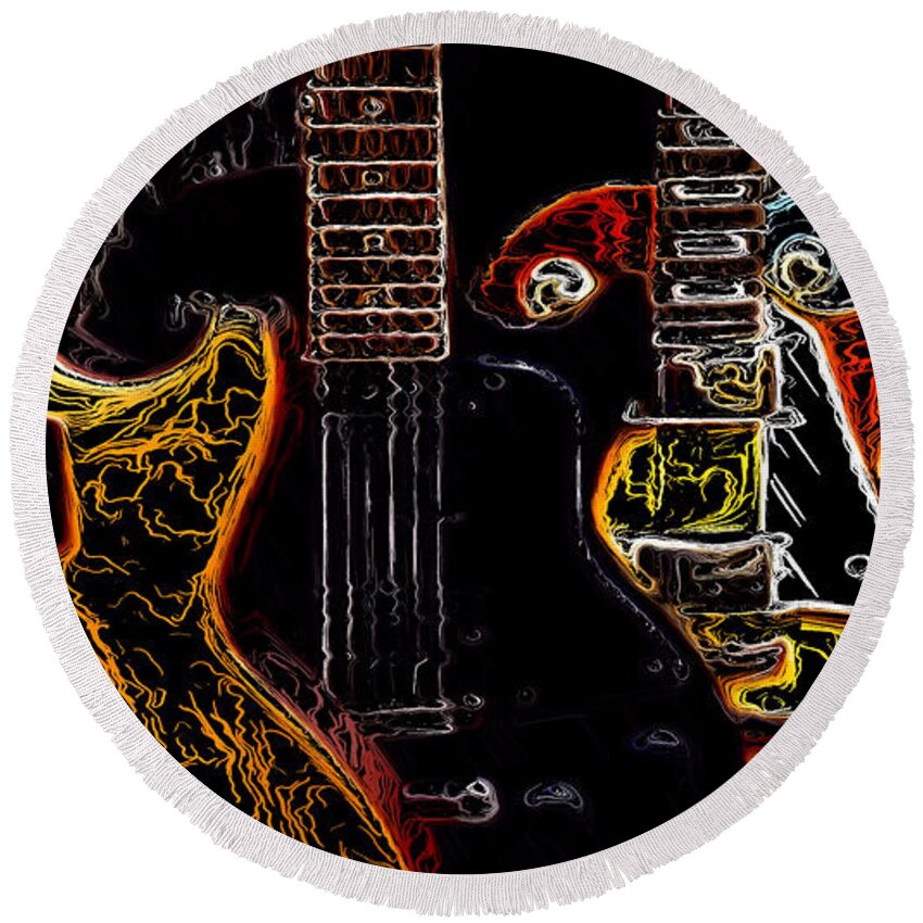 Landscape Round Beach Towel featuring the photograph Guitars Electrified by Morgan Carter
