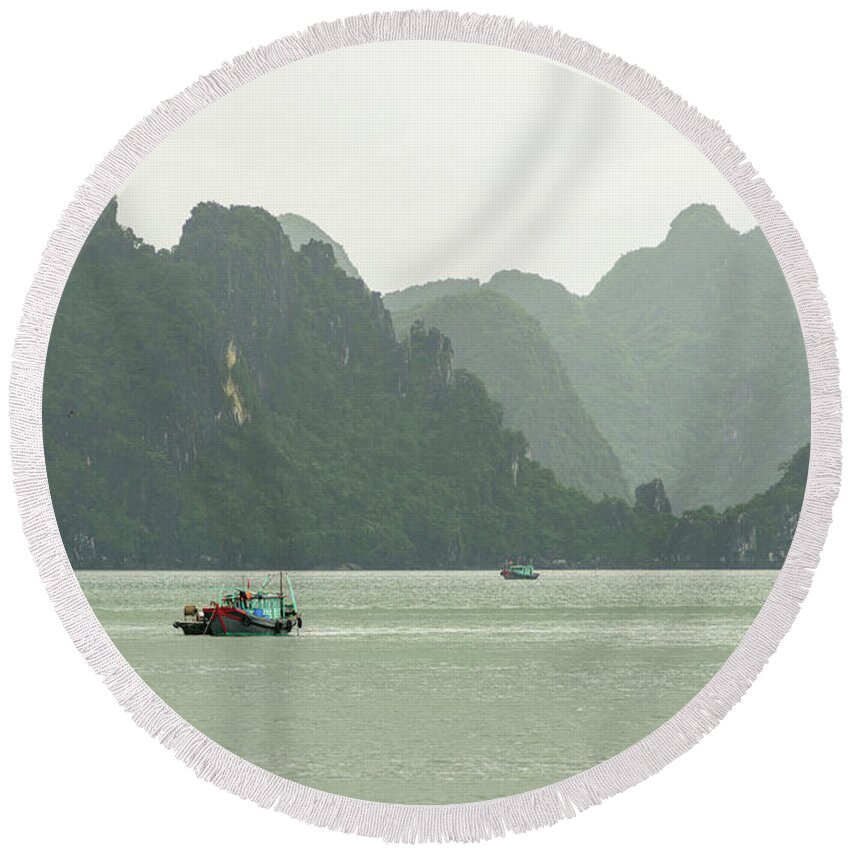 Island Round Beach Towel featuring the photograph Ha Long Bay 3 by Werner Padarin