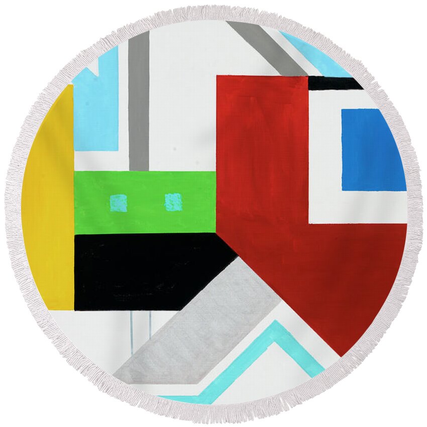 Abstract Round Beach Towel featuring the painting Halleluja - Part IV by Willy Wiedmann
