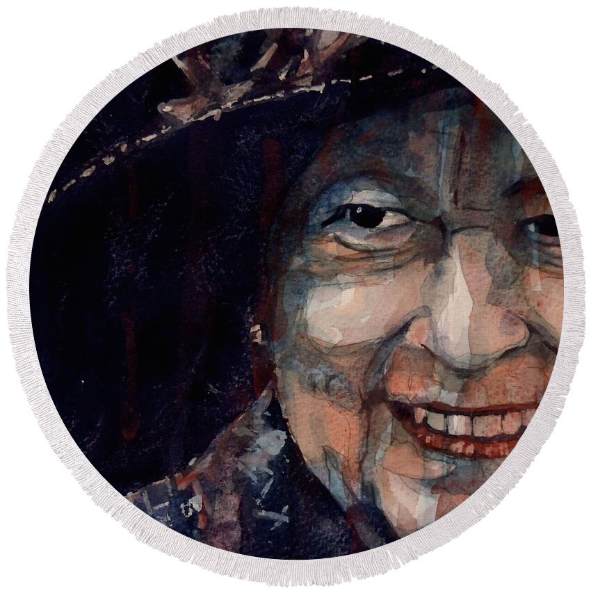 Queen Round Beach Towel featuring the painting Happy 90th Birthday Elizabeth 11 by Paul Lovering