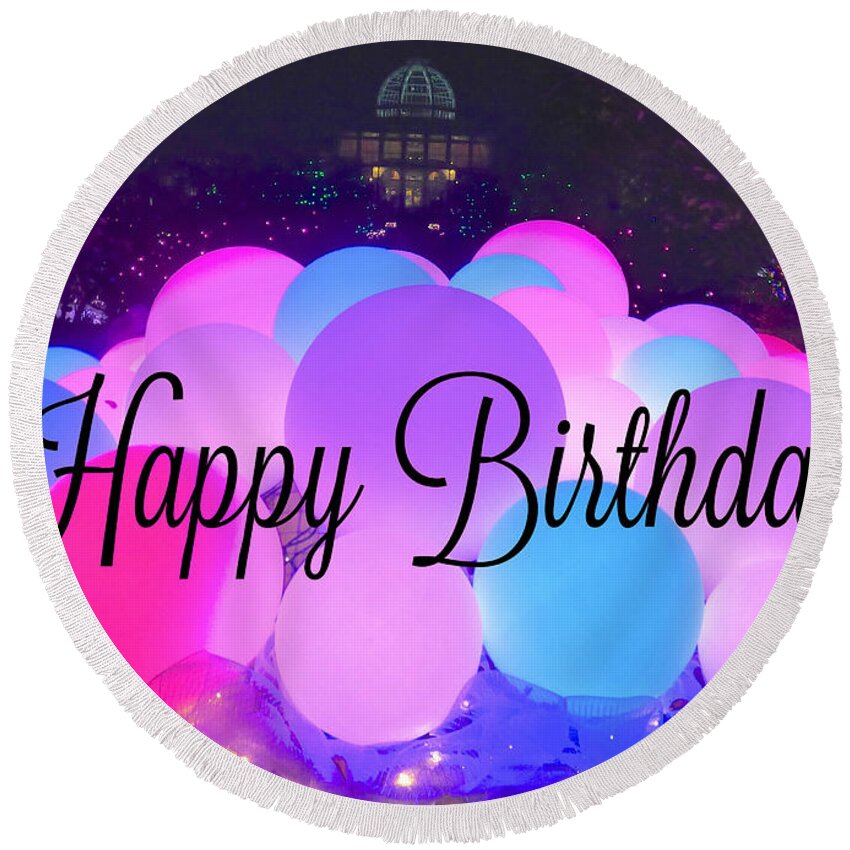 Birthday Round Beach Towel featuring the photograph Happy Birthday Bubbles by Jean Wright