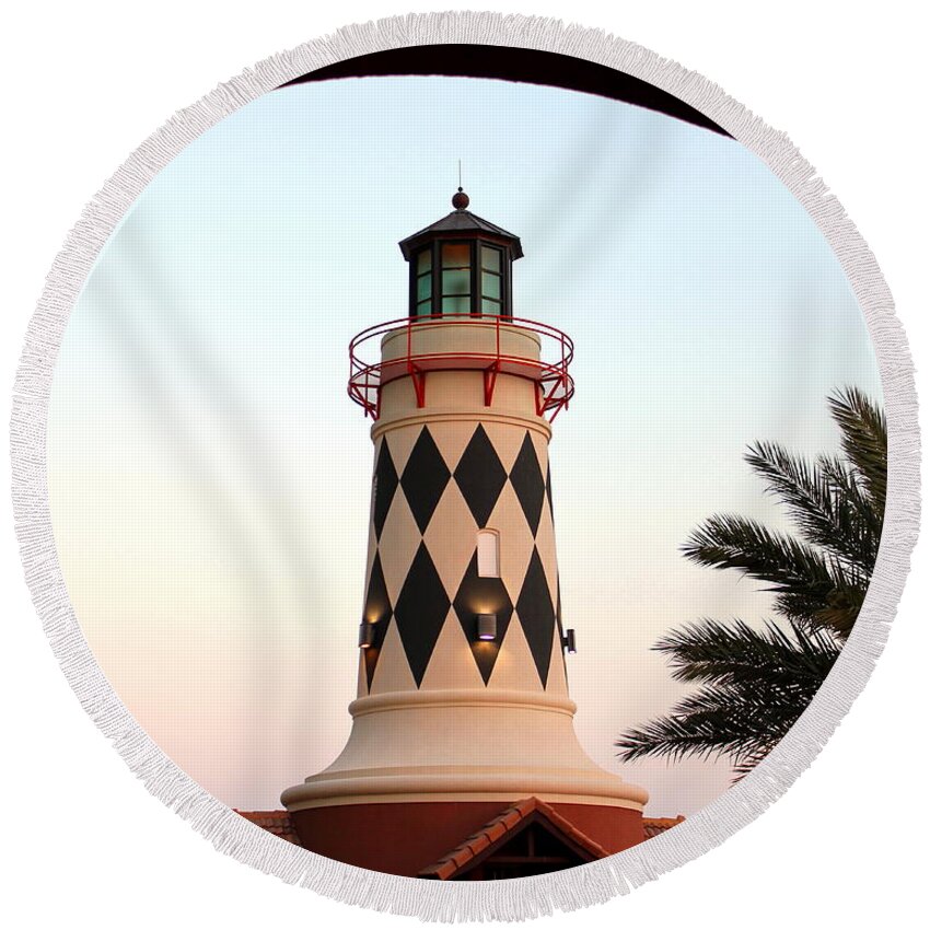 Destin Round Beach Towel featuring the photograph Harbor Tower by Larry Beat