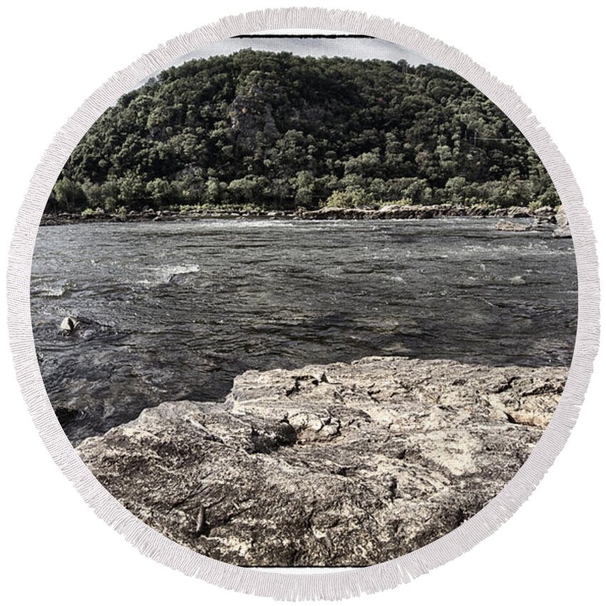 West Virginia Round Beach Towel featuring the photograph Harpers Ferry Morning by Robert Fawcett