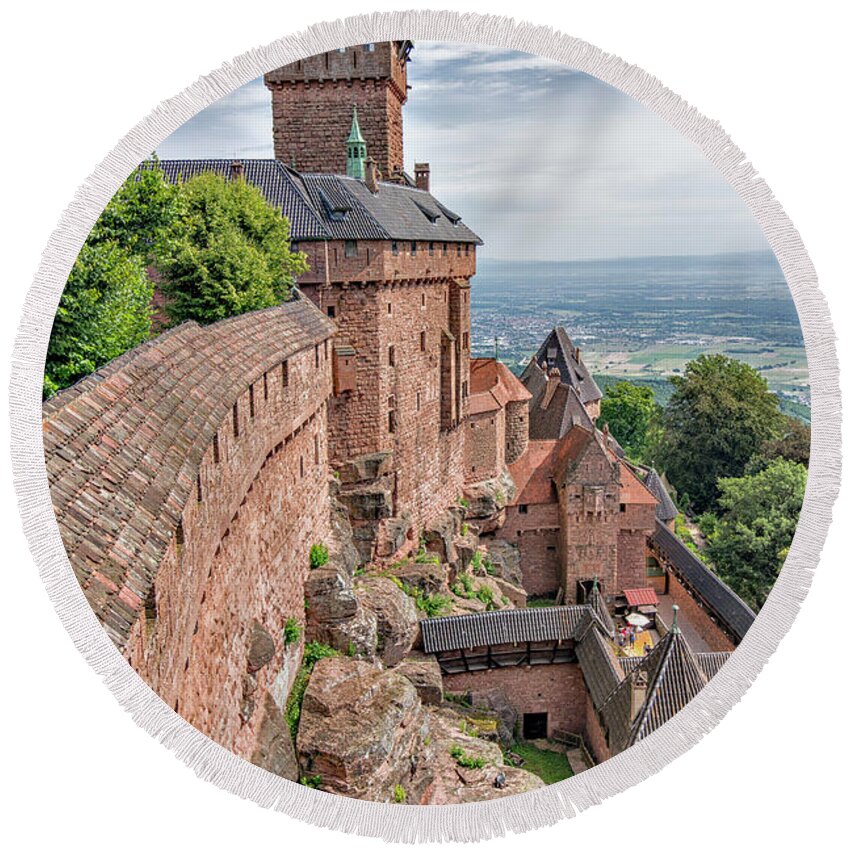 France Round Beach Towel featuring the photograph Haut-Koenigsbourg by Alan Toepfer