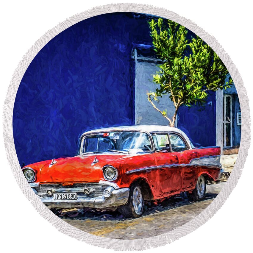 Cuba Round Beach Towel featuring the photograph Havana Classic by Perry Webster